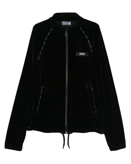 Versace Velours-Jacke mit Logo-Applikation in Black für Herren