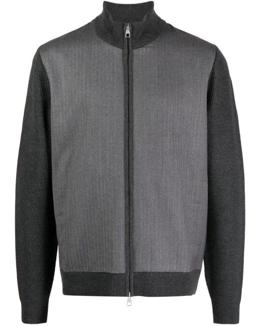 Dunhill Gray Panelled Zip-up Cardigan for men