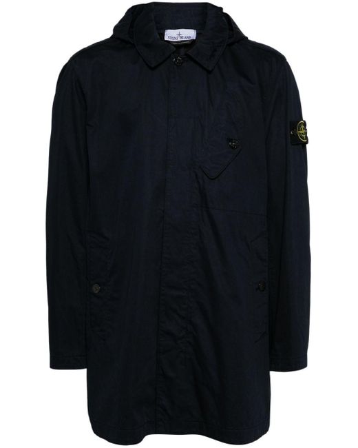 Stone Island Blue Compass-badge Cotton Hooded Jacket for men
