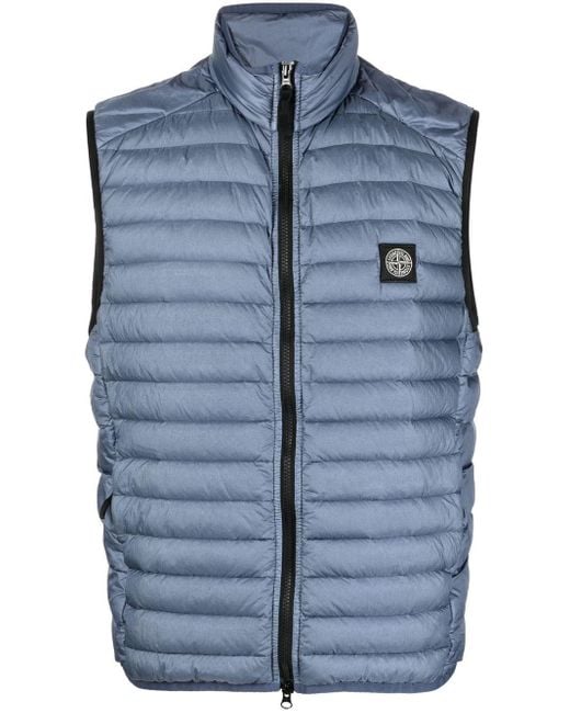 Stone Island Logo Patch Puffer Vest in Blue for Men | Lyst Canada