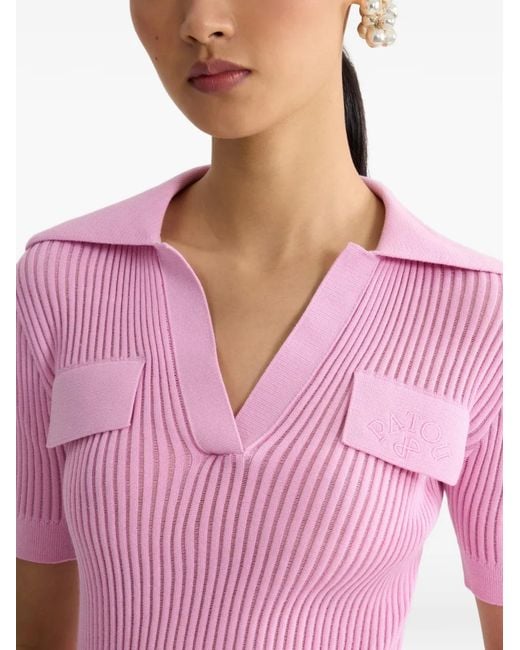 Patou Pink Logo-Embroidered Top