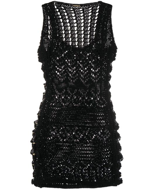 Alexis Crochet-knit Mini Dress in Black | Lyst