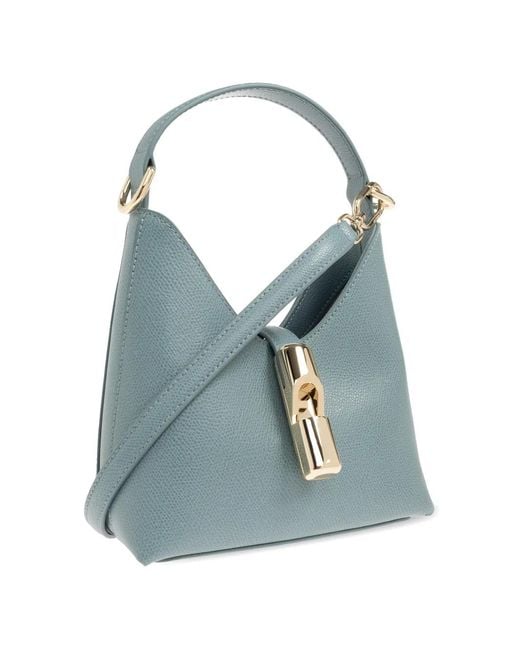 Furla Blue Mini Iride Leather Tote Bag
