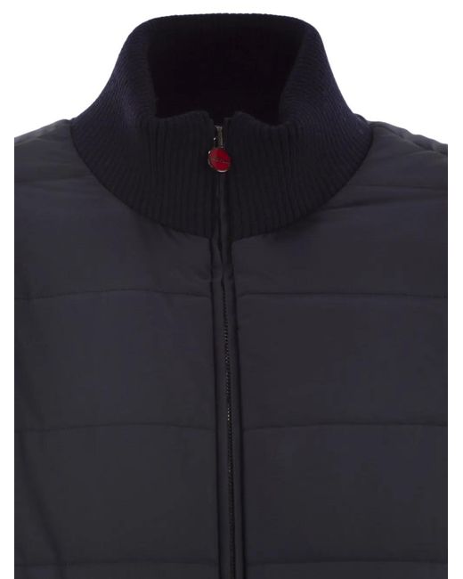 Kiton Blue Quilted Zip-Up Bomber Jacket for men