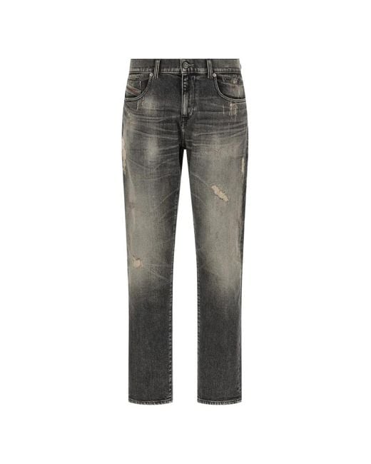 DIESEL Gray D-Strukt Destroyed-Effect Jeans for men