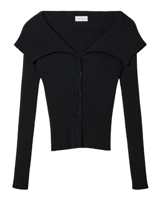 House of Dagmar Black Ribbed Merino Cardigan