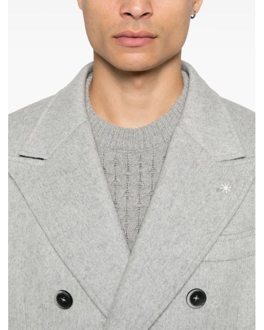 Manuel Ritz Gray Double-Breasted Coat for men