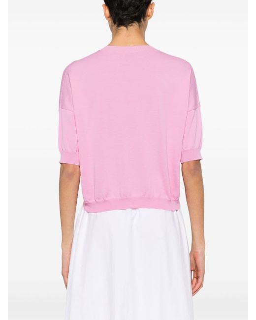 Peserico Pink Bead-embellished Knitted Top