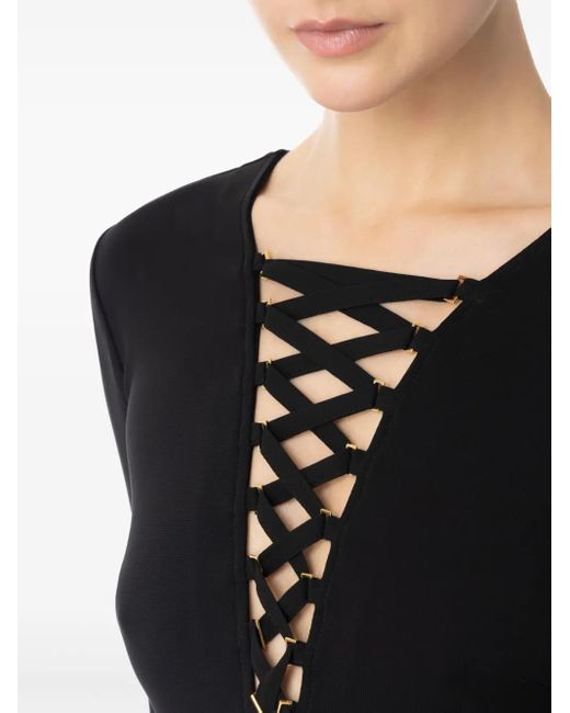 Elisabetta Franchi レースアップ ボディスーツ Black