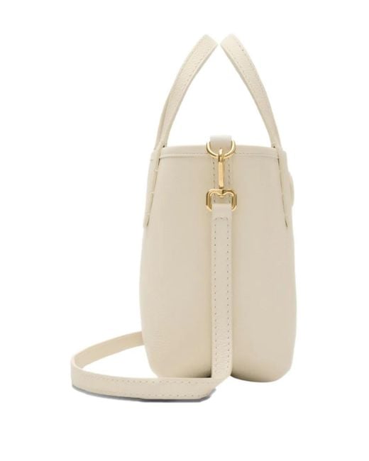 Burberry Natural Small Bloomsbury Grained-Leather Reversible Check Tote Bag