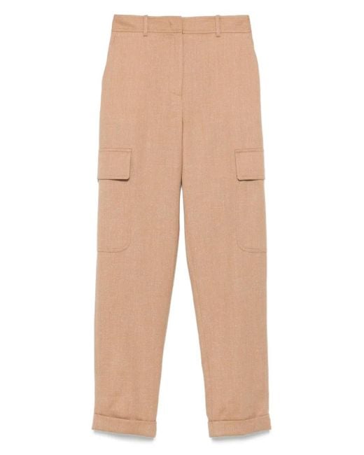 Eleventy Natural Cuffed Cargo-Pocket Trousers