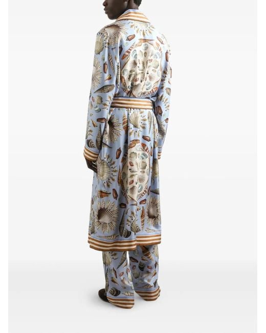 Dolce & Gabbana White Shell-Patterned Robe