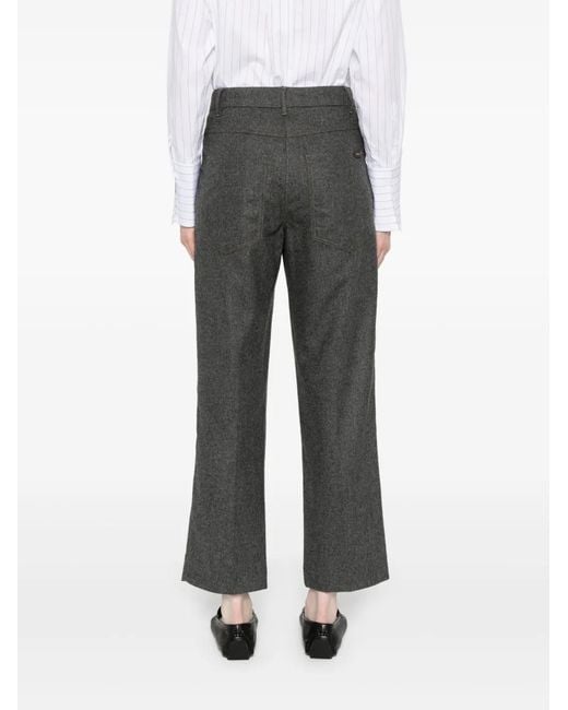 Brunello Cucinelli Gray Pleated Felted Straight Trousers