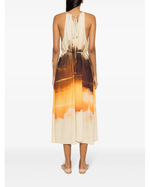 Lenny Niemeyer Orange Graphic-Print Midi Dress