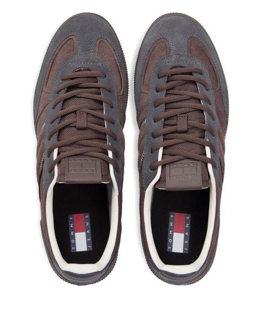 Tommy Hilfiger Brown Suede Panelled Sneakers for men