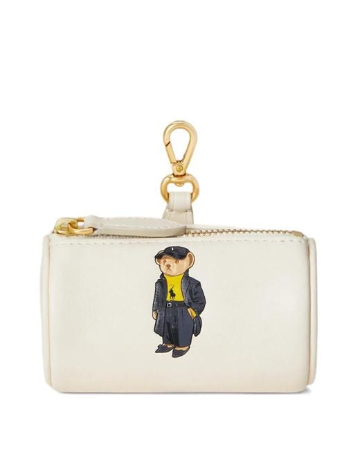 Polo Ralph Lauren White Bear-Print Cylinder Coin Wallet