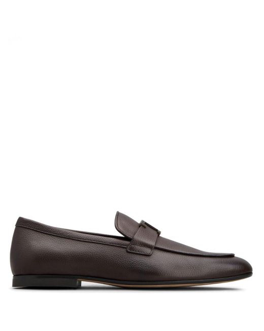 Tod's Brown T Timeless Leather Loafers for men