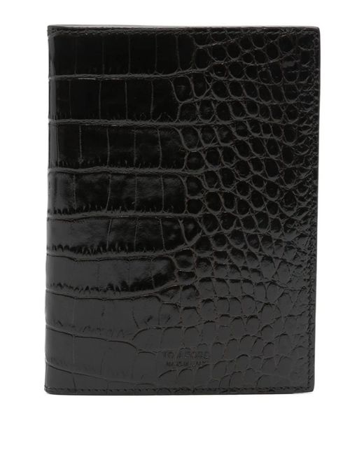 Tom Ford Black Crocodile-Effect Leather Wallet for men