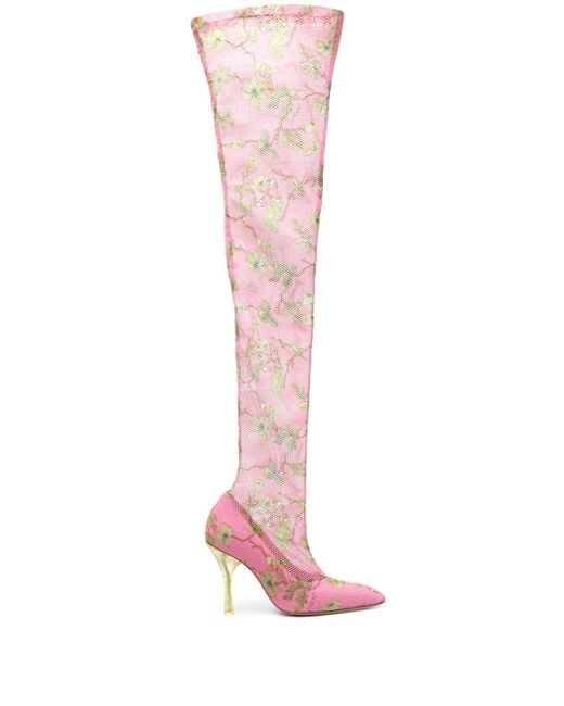 Off-White c/o Virgil Abloh Pink 100Mm Thigh-High Mesh Boots