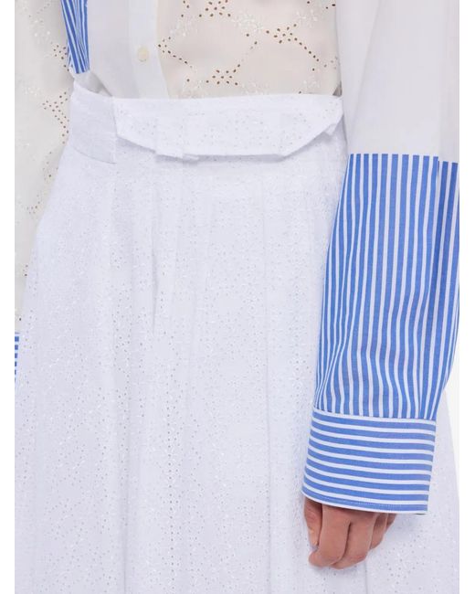 MSGM White Eyelet Midi Skirt