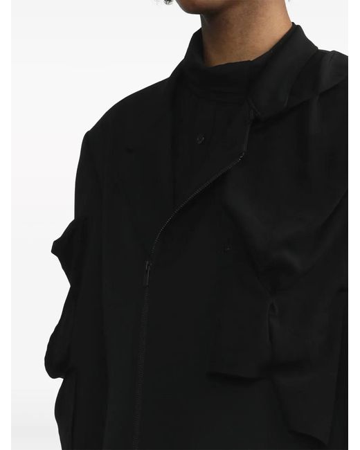Yohji Yamamoto Black Draped Single-Breasted Zip-Up Blazer for men
