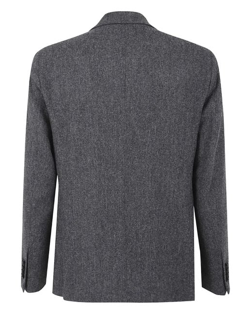 Tagliatore Black Herringbone Double-Breasted Jacket for men