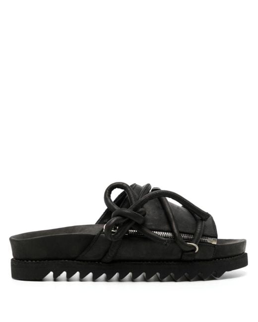 Guidi Black Lace-up Leather Sandals for men