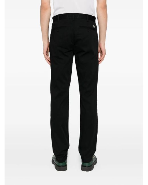 Lacoste Black Logo-Appliqué Chino Pants for men