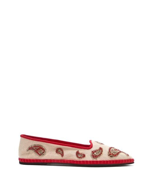 Maliparmi Red Espadrilles À Perles Brodées