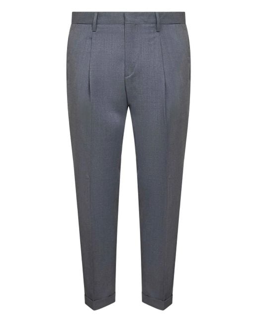 D4.0 Blue Pleat Turn-Up Trousers for men