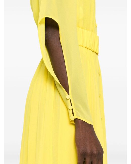 Robe longue à détails plissés Pinko en coloris Yellow