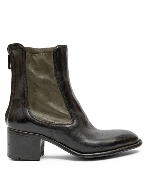 LEMARGO Black Leather Zip-Detail Block-Heel Boots