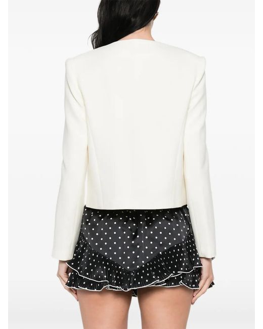 Self-Portrait White Floral Detail Fitted Jacket