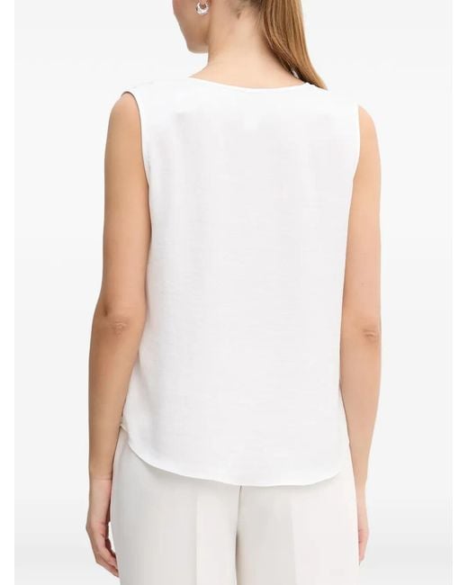 Joseph Ribkoff White Button V-Neck Top