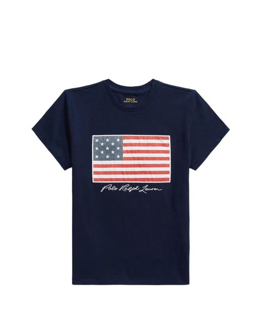 Polo Ralph Lauren Blue Flag-Print T-Shirt