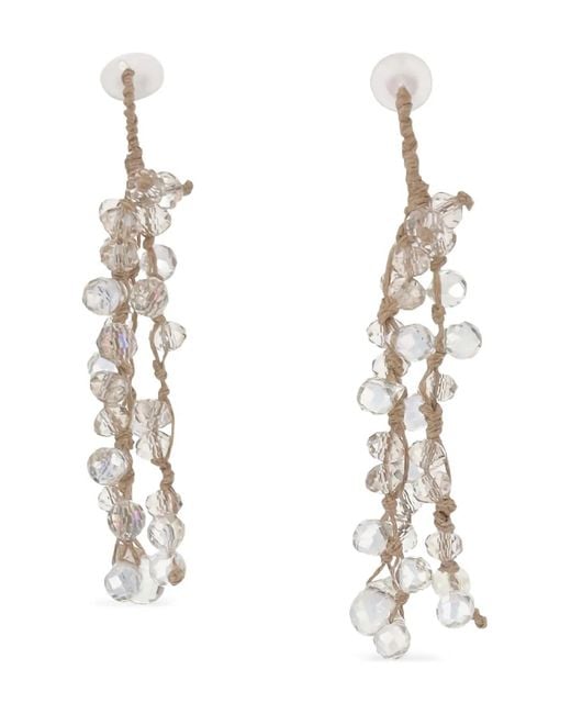 Mela White Beaded Earrings