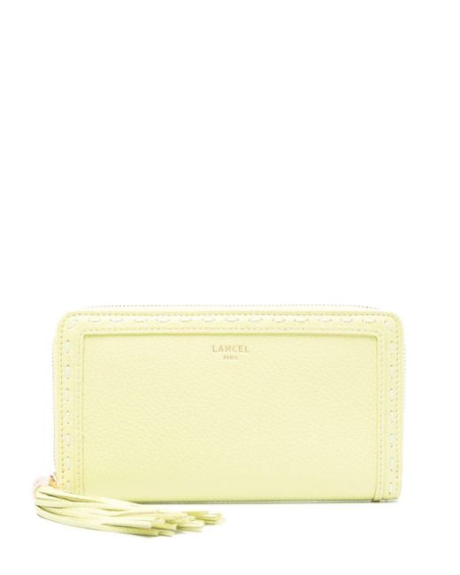 Lancel Yellow Zip-up Leather Wallet