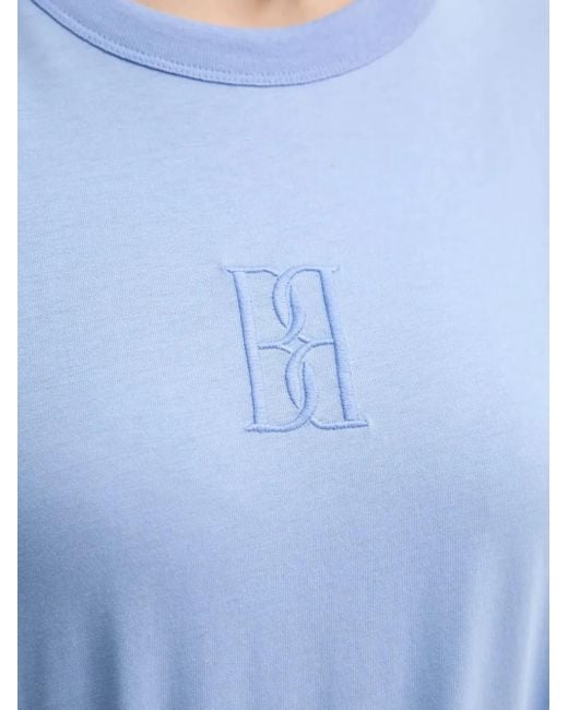 By Malene Birger Blue Embroidered Short-Sleeved T-Shirt