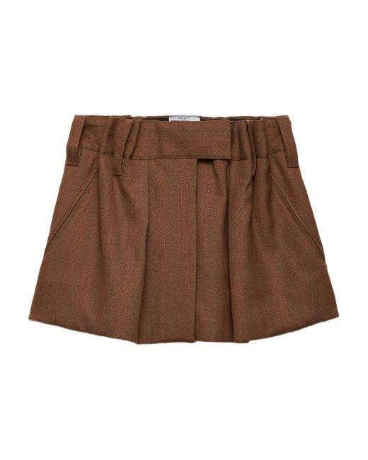 Prada Brown Elastic-Waistband Mini Skirt