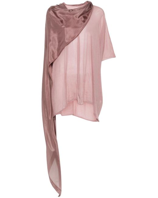 Rick Owens Pink Attached-scarf T-shirt