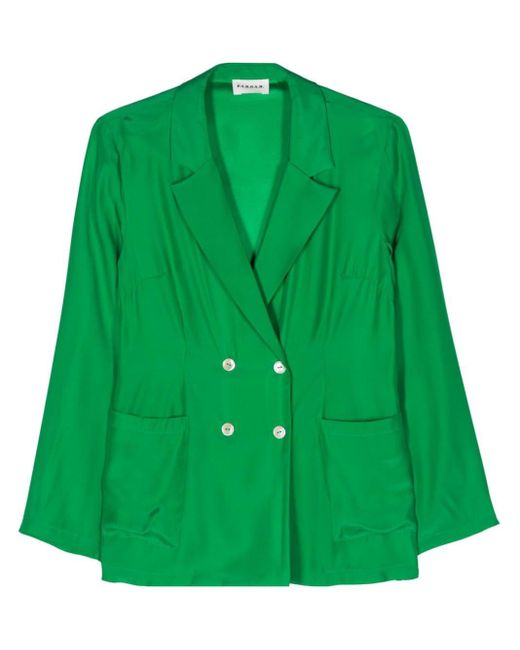 P.A.R.O.S.H. Green Double-breasted Silk Blazer