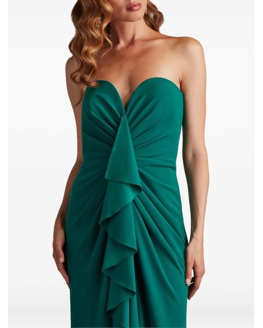 Vestido de fiesta palabra de honor con volantes Tadashi Shoji de color Green