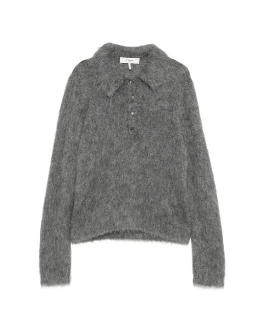 Chloé Gray Gebürsteter Strickpullover