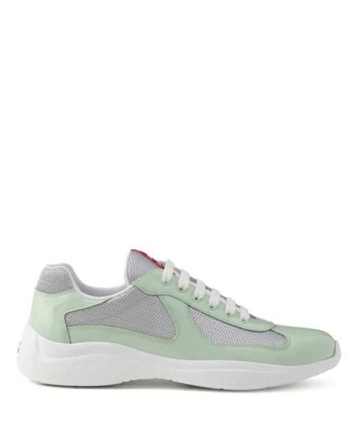 Prada Green America's Cup Logo-Patch Sneakers for men