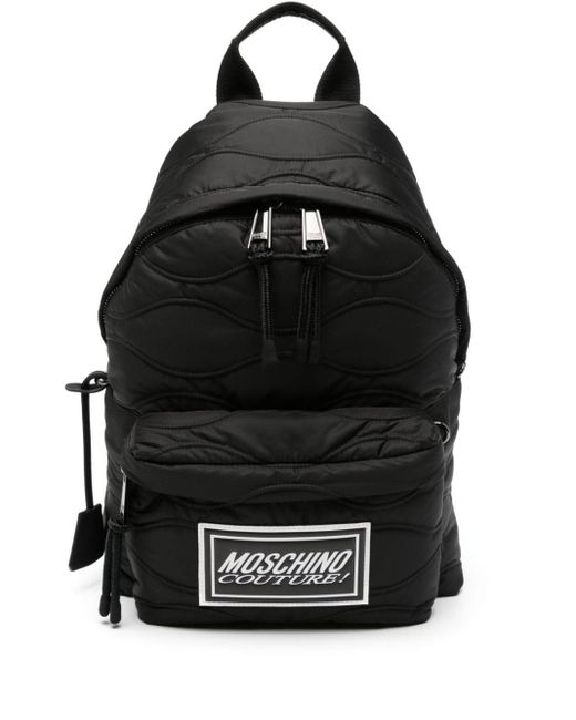 Moschino Black Logo-patch Quilted Backpack for men