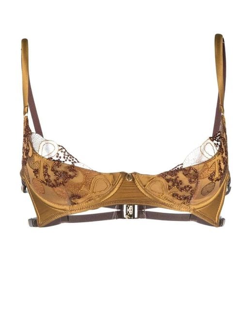 IHUOMA Natural Embroidery Quarter-Cup Bra