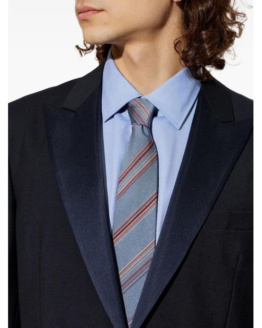 Paul Smith Blue Cravate En Soie À Rayures for men