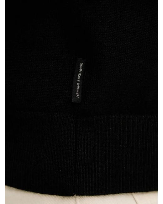 ARMANI EXCHANGE Black Ribbed Crew-Neck Sweater for men