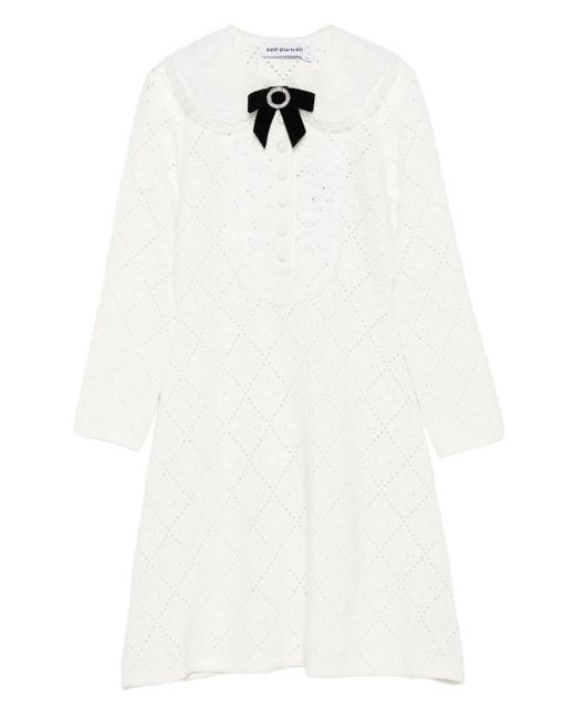 Self-Portrait White Bow-Embellished Mini Dress