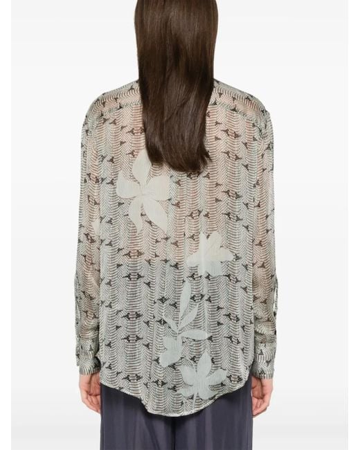 Forte_forte Gray Printed Silk Shirt